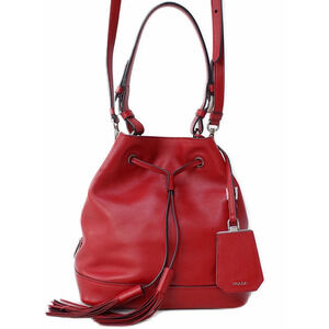 Prada Soft Calf Drawstring Bucket Bag red leather